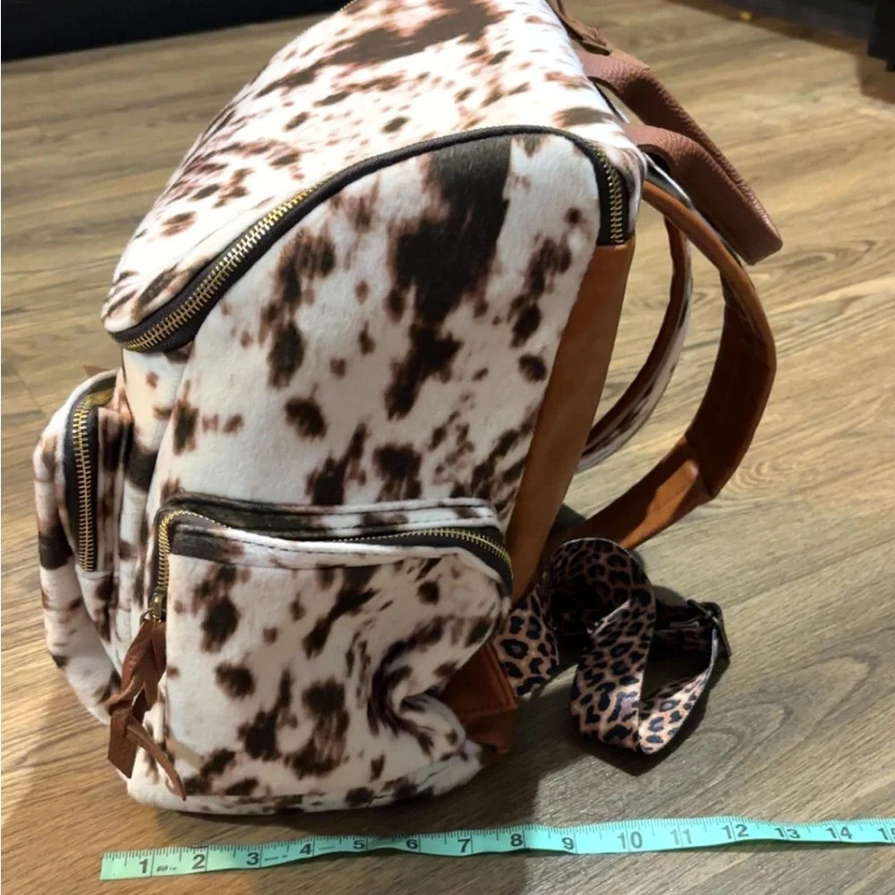 Cow Print hair on overnight bag or huge diaper bag faux leather